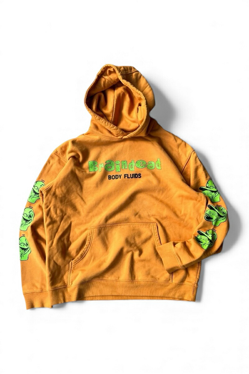 【中古】BRAIN DEAD (ブレインデッド)  22SS TOAD LICKER SWEAT HOODIE 22年春夏 汗水 フーディー / ORANGE [SIZE: L USED]