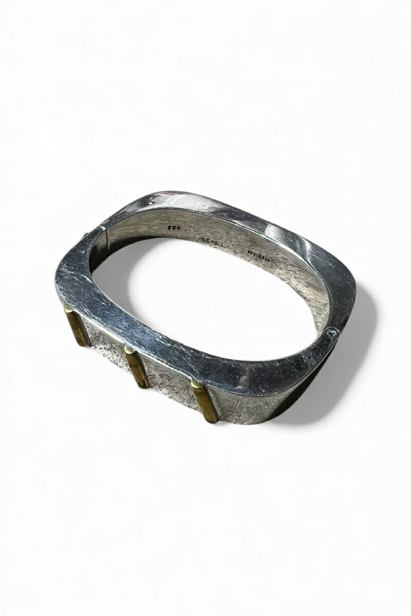 【中古】 VINTAGE MEXICAN JEWELRY (ヴィンテージ メキシカン 宝飾品) MADE IN MEXICO 925 SILVER BANGLE W/BRASS メキシコ合衆国製 925 しろがね色 バングル W/金管楽器 / SILVER [SIZE: ONE SIZE USED]