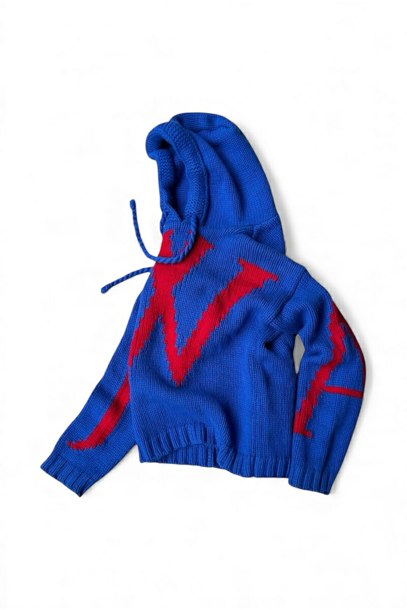 【中古】JW ANDERSON (ジェイ ダブリュー アンダーソン) 21AW HOODIE KNIT SWEATER 21年秋冬 フーディー ニット セーター / BLUE [SIZE: L USED]