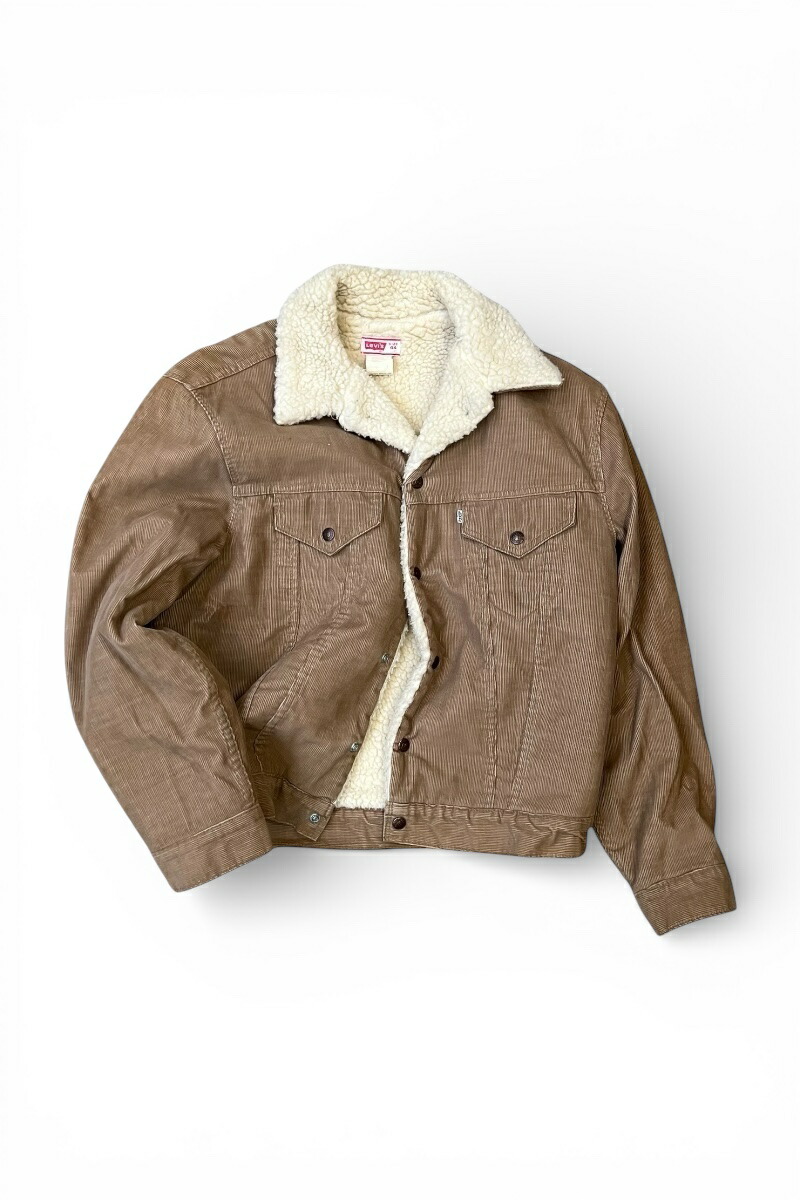 【中古】LEVI\u0027S (リーヴァイズジーンズ)  MADE IN USA 70\u0027S CORDUROY BOA JACKET USA製 70日付け コール天 ボア 上衣 / BEIGE [SIZE: 44 USED]