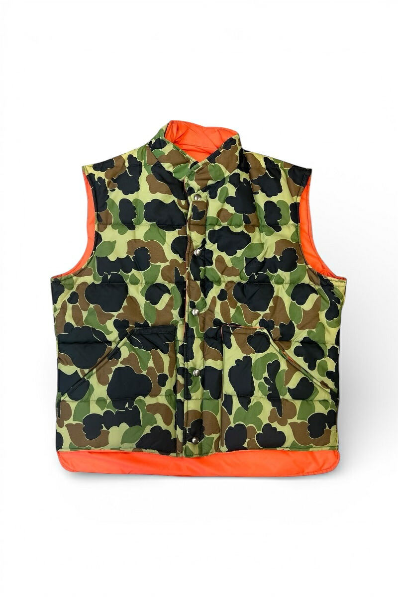 【中古】MVP (エムブイピー) MADE IN USA 70-80'S DUCKHUNT CAMO NYLON PUFF REVERSIBLE VEST USA製 70-80年代 ダックハント カモ ナイロン パフ リバーシブル ベスト / CAMO [SIZE: L USED]