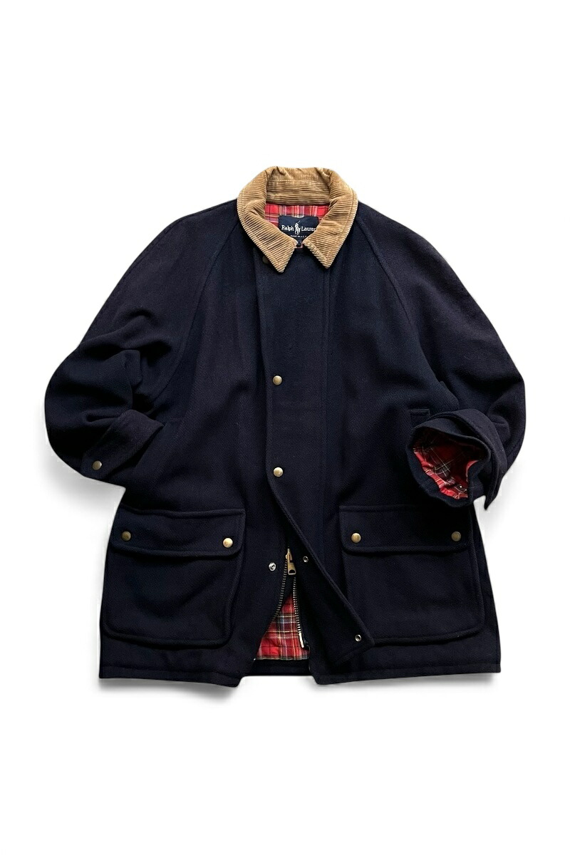 【中古】RALPH LAUREN (ラルフローレン) MADE IN USA 80'S WOOL HUNTING COAT USA製 80年代 ウール ハンティング コート / NAVY [SIZE: M USED]
