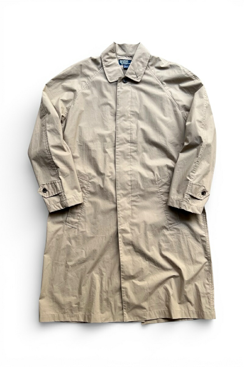 【中古】POLO BY RALPH LAUREN (ポロ バイ ラルフローレン) 90'S SOUTIEN COLLAR COAT 90年代 ステンカラー コート / BEIGE [SIZE: S USED]｜JULIUS NYC