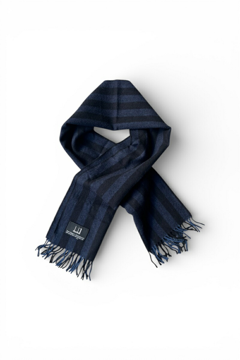 【中古】DUNHILL (ダンヒル) MADE IN ENGLAND LAMBS WOOL SCARF イングランド製 ラムウール スカーフ / NAVY [SIZE: ONE SIZE USED]