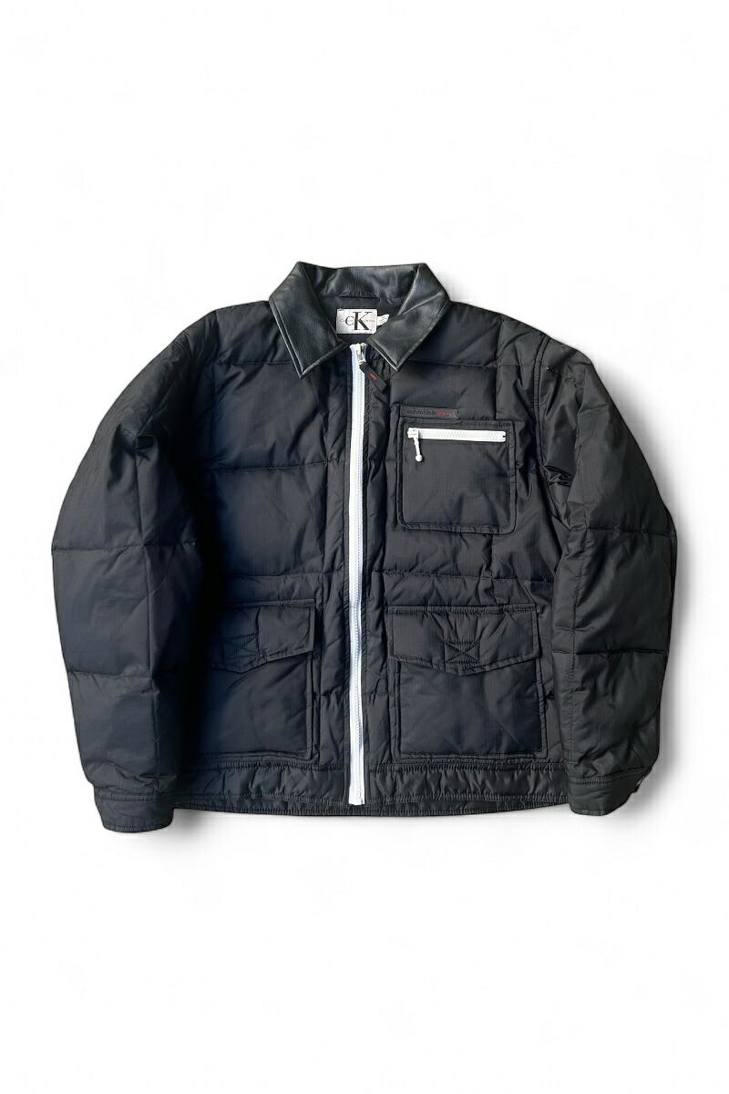 【中古】CALVIN KLEIN JEANS (カルバン クラはたご屋 デニム) Y2K EARLY 00\u0027S RIP STOP DOWN JACKET 00日付けすべり出し 下唇立ちふさがる 落ち込む 上衣 / BLACK [SIZE: M USED]