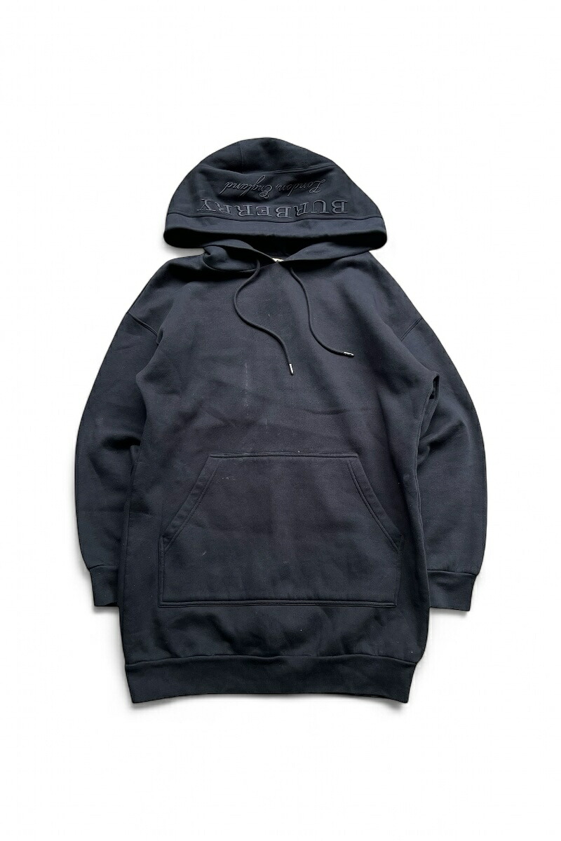 【中古】BURBERRY (バーバリー) MADE IN PORTUGAL HOODIE SWEATSHIRT ポルトガル製 フーディ スウェットシャツ / BLACK [SIZE: M USED]