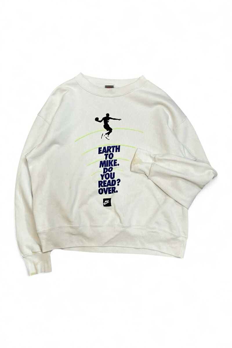 【中古】NIKE (ナイキ) MADE IN USA 90\u0027S EARTH TO MIKE SWEATSHIRT USA製 90年月日 地びた トー マイクロホン トレーナー WHITE [SIZE: M  USED]