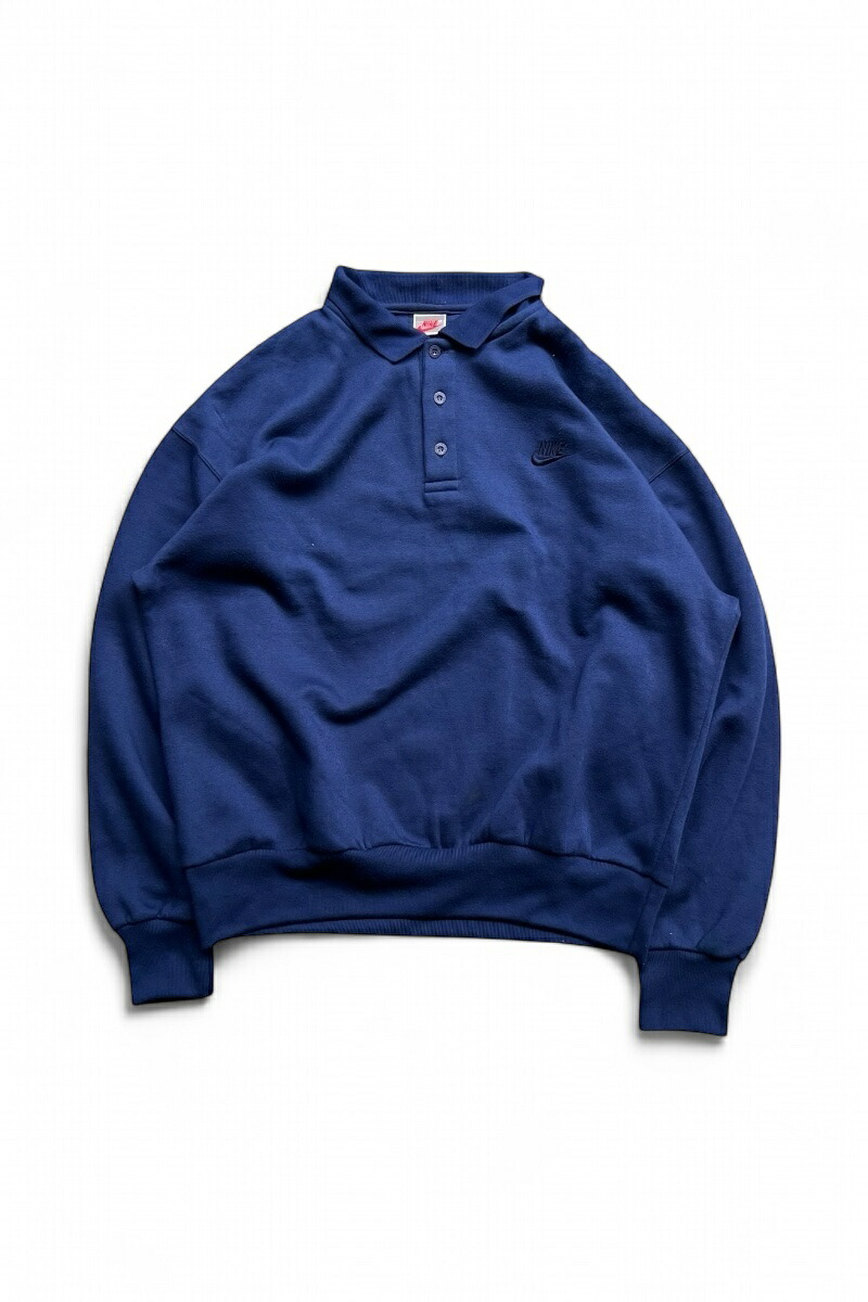 【中古】NIKE (ナイキ) 90\u0027S L/S POLO SWEATSHIRT 90年月日 ロング捩り ポロ トレーナー NAVY [SIZE: L USED]