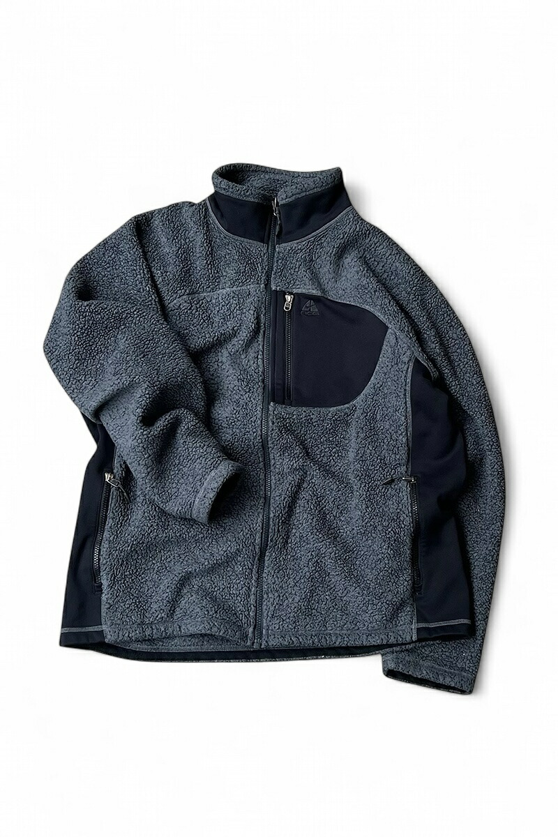 楽天市場】02年製 NIKE ACG Nylon × Fleece Reversible Jacket 黒灰 M