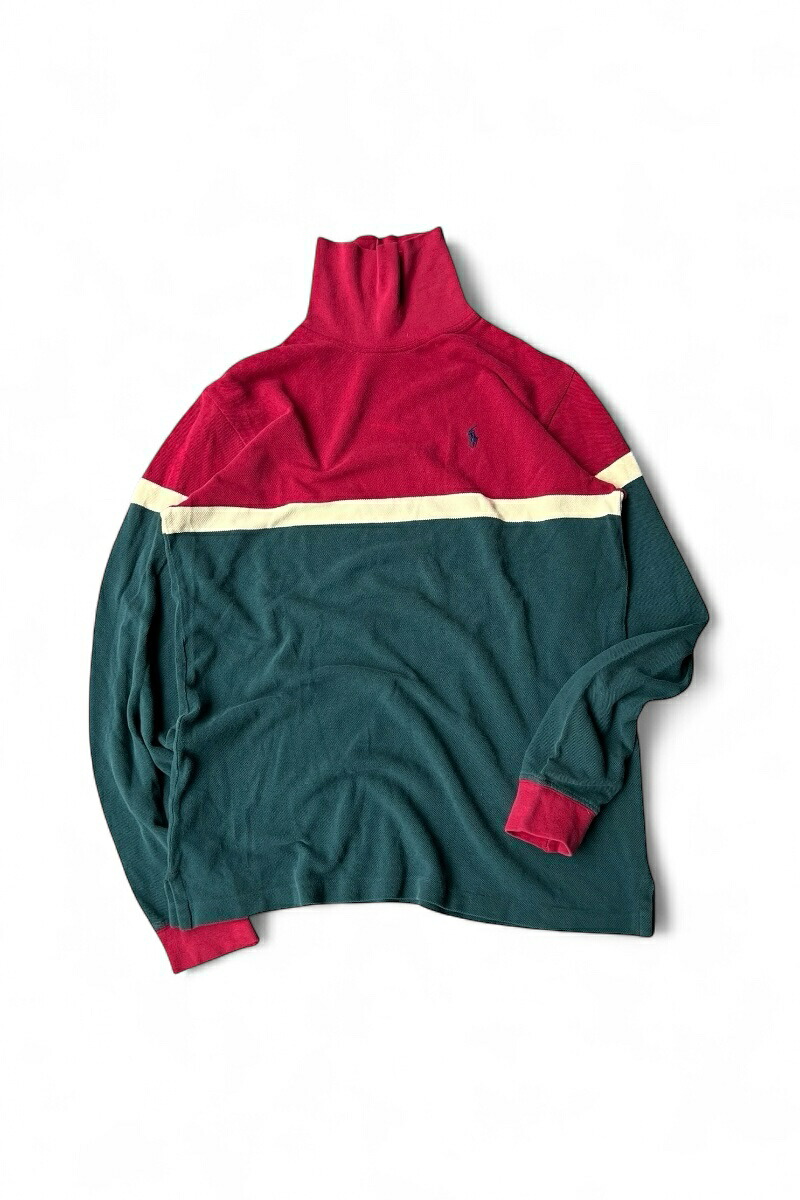【中古】POLO BY RALPH LAUREN (ポロ バイ ラルフ ローレン) 80\u0027S TURTLE NECK CAT SAW 80日付け タートル のど頚 はね除ける ソー / RED [SIZE: XL USED]