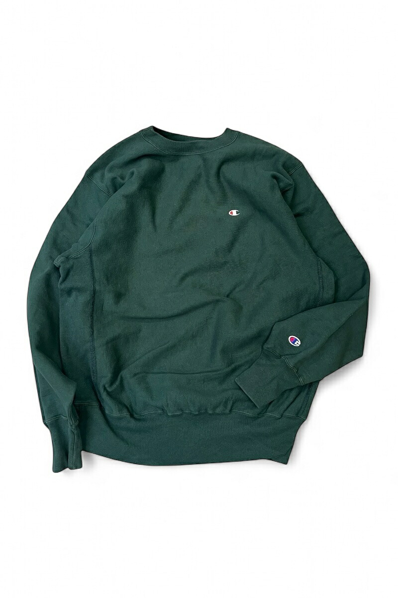 【中古】CHAMPION(はやりっ児) 90\u0027S ONE POINT REVERSE WEAVE SWEATSHIRT 90年月日 ワンポイント 逆さま ウィーブ トレーナー / GREEN [SIZE: XL USED]