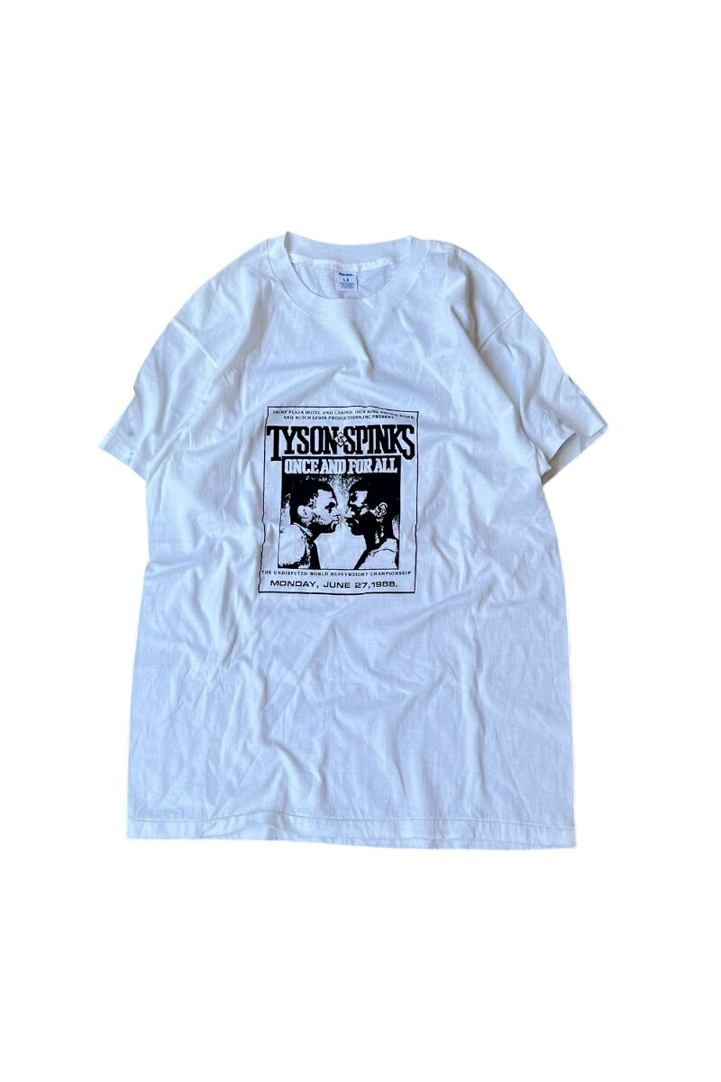 【中古】HANES (ヘインズ) MADE IN USA 88'S TYSON VS SPINKS BOXING T-SHIRT USA製 88年 タイソン VS スピンクス ボクシング Tシャツ/ WHITE [SIZE: L USED]