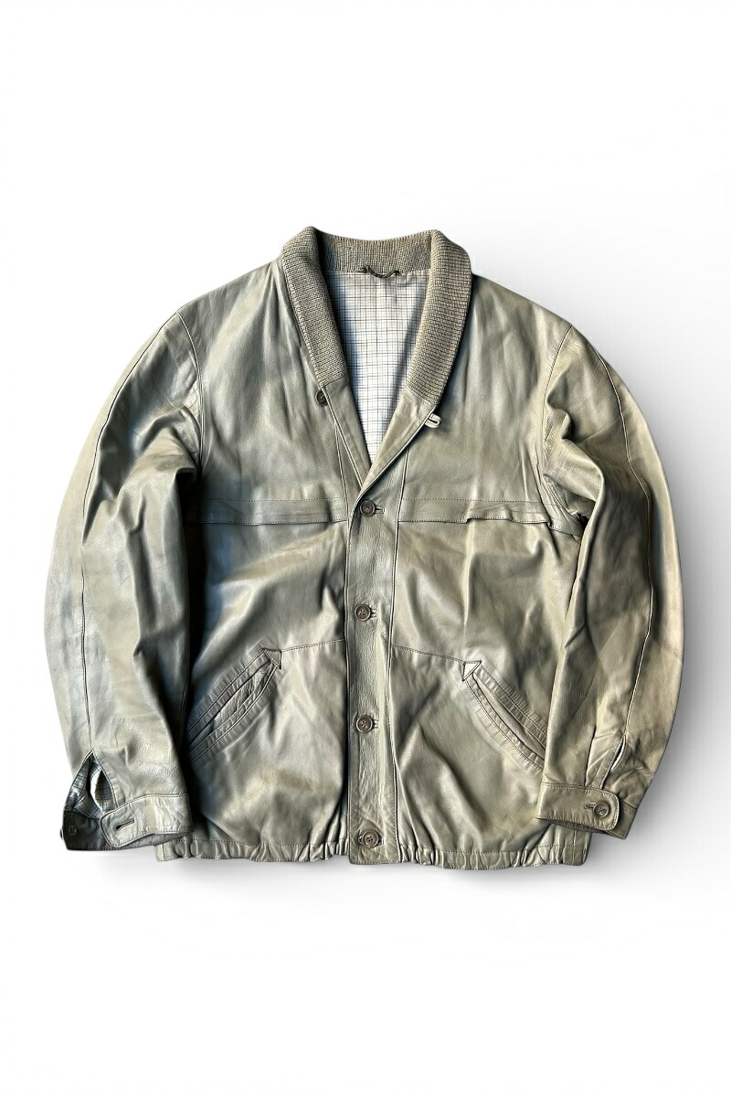 【中古】MODELL (モデル) 90'S SHAWL COLLAR LEATHER JACKET 90年代 ショールカラー レザー ジャケット / GRAY [SIZE: L USED]｜JULIUS NYC