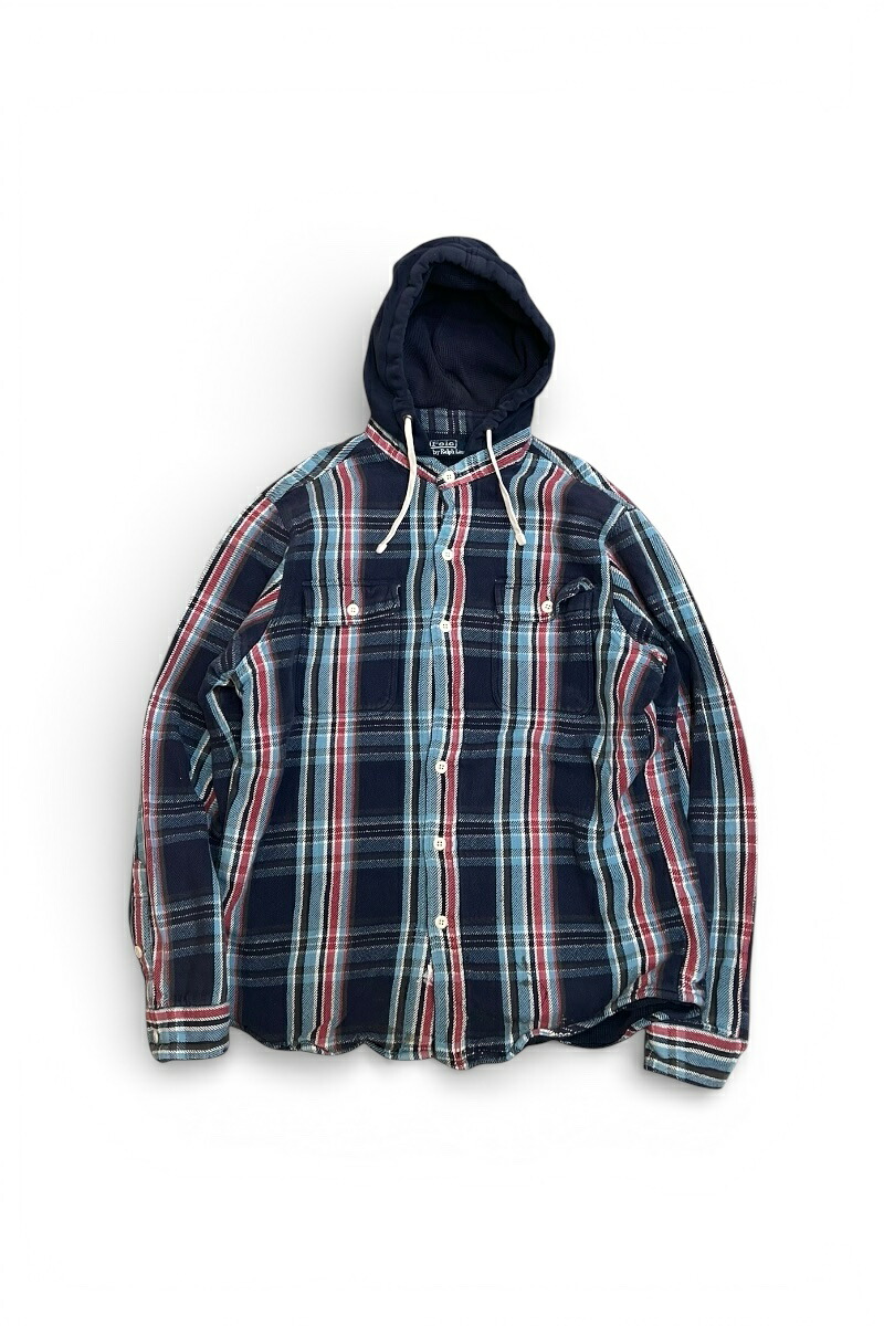 【中古】POLO BY RALPH LAUREN (ポロ バイ ラルフローレン) 90\u0027S L/S CHECK HOODIE SWEAT SHIRT 90年月日 照合のしるし フーディー トレーナー / CHECK [SIZE: L USED]