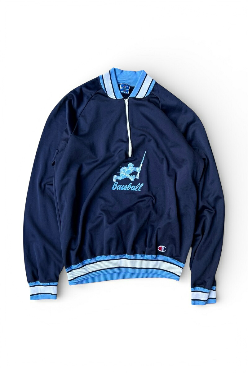 【中古】CHAMPION (はやりっ子) MADE IN USA 83-85\u0027S BASEBALL HALF-ZIP TRACK JACKET USA製 83-85年 野球 ハーフジップ 貨物自動車 上衣 / NAVY [SIZE: L USED]