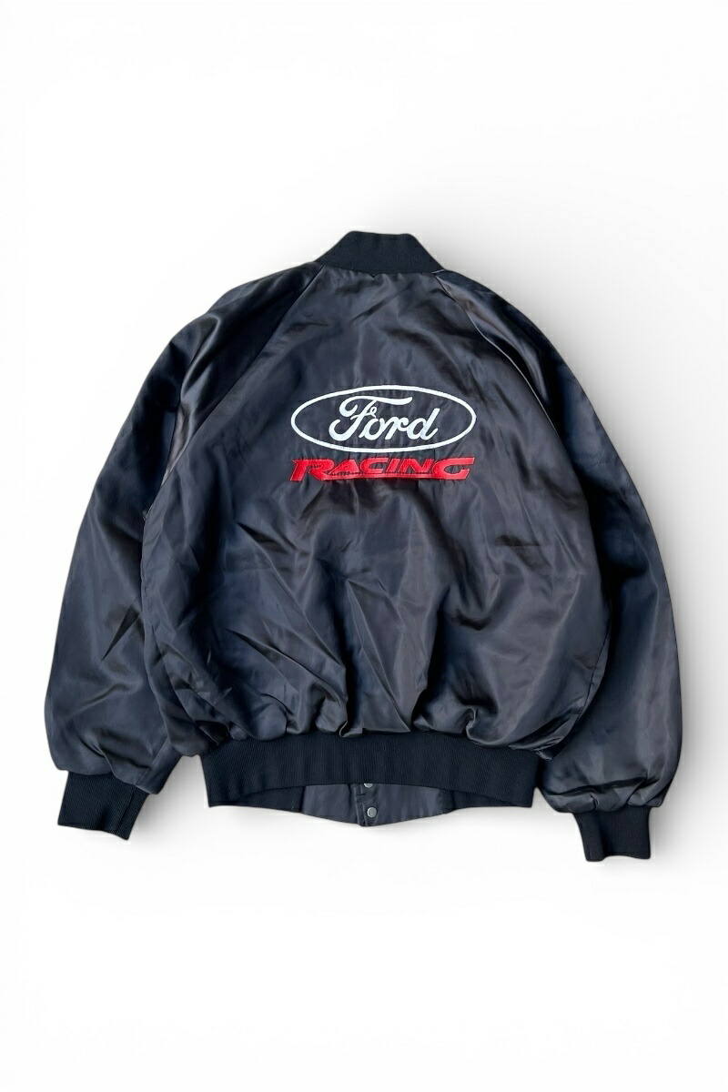 【中古】AUBURN (オーバーン) MADE IN USA 80\u0027S FORD RACING SATIN JACKET USA製 80年月日 ジェラルド・r・フォード 一ころ 繻子 上衣 / BLACK [SIZE: L USED]