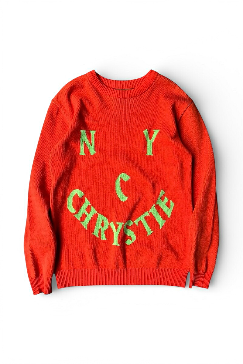 【中古】CHRYSTIE NEW YORK (クリスティーニューヨーク) MADE IN PORTUGAL SKATEBOARDING KNIT SWEATER ポルトガル製 スケートボーディング ニット セーター / ORANGE [SIZE: S USED]