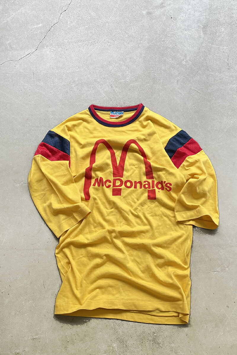 【中古】CHAMPION (はやりっ児)  MADE IN USA 80\u0027S MCDONALD\u0027S RUGBY T-SHIRT USA製 80年月日 マクドナルド ラガー プルオーバー / YELLOW [SIZE: S USED]