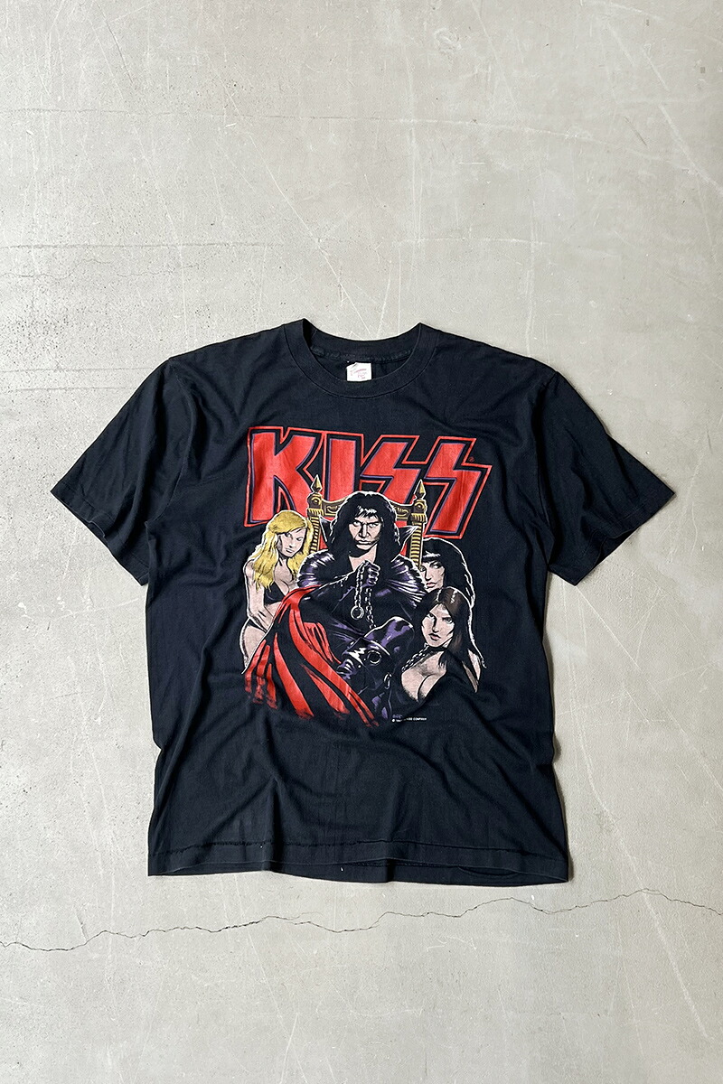 【中古】TENNESSEE RIVER (テネッシーリバー)  MADE IN USA 87\u0027S KISS BAND T-SHIRT USA製 87年 口吸い ダンス楽隊 プルオーバー / BLACK [SIZE: XL USED]