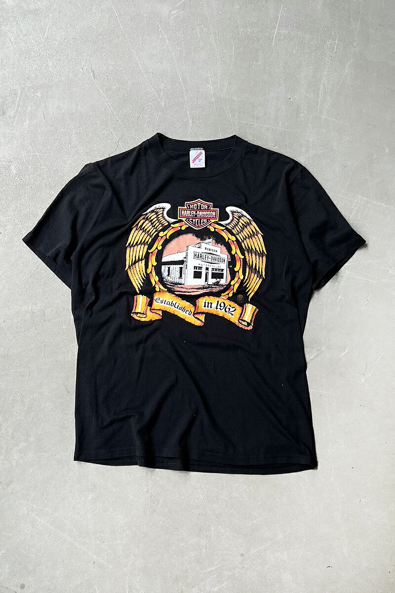【中古】JERZEES (ジャージーズ) MADE IN USA 90 HARLEY DAVIDSON ROBISON T-SHIRT アメリカ製 90年代 ハーレーダビッドソン Tシャツ / BLACK [SIZE: L USED]