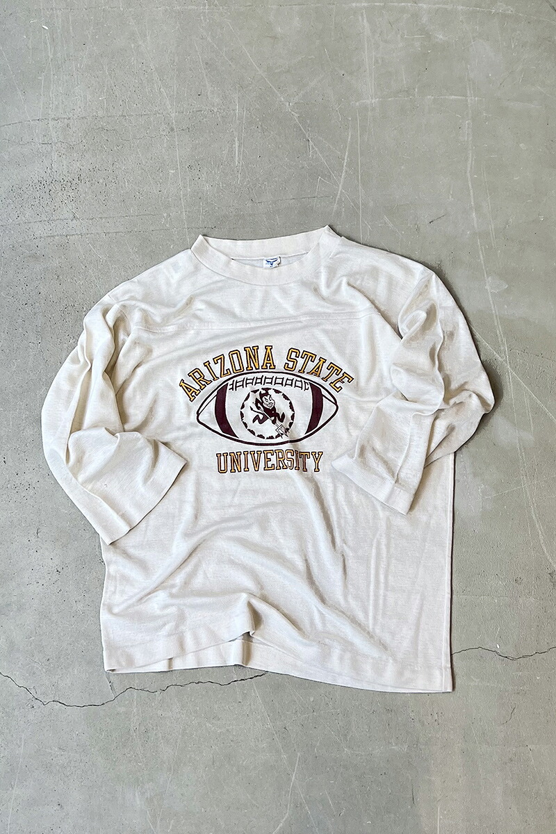 【中古】ARTEX(アルテックス) 70\u0027S ARIZONA STATE UNIVERSIDY RUGBY T-SHIRT 70年月日 アリゾナ 洲 最高学府 ラガー プルオーバー / WHITE [SIZE: XL USED]