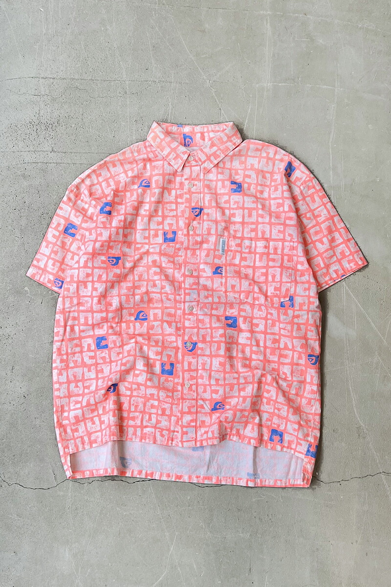 【中古】QUIKSILVER(クイック シルバー) 80'S S/S PATTERN SHIRT 80年代 半袖 パターン シャツ / PINK [SIZE: S USED]