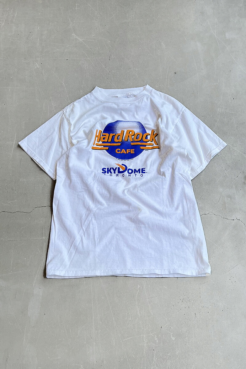 【中古】HARD ROCK CAF・・ (ハード ロック カフェ) MADE IN USA 89'S TRONT SKYDOME PRINT T-SHIRT USA製 89年 トロント スカイドーム プリント Tシャツ / WHITE [SIZE: M USED]