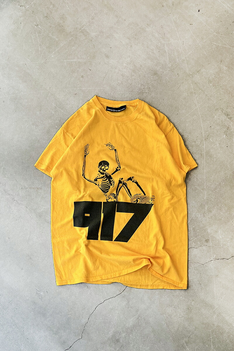 【中古】NINE ONE SEVEN (ナイン ワン セブン) 917 SKATEBOARDING T-SHIRT 917 スケートボーディング Tシャツ / YELLOW [SIZE: M USED]