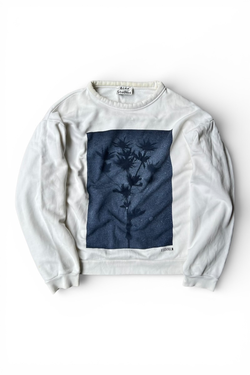 【中古】ACNE STUDIOS (アクネ ストゥディオス)  MADE IN PORTUGAL 18SS FLOWER PRINT SWEATSHIRT ポルトガル共和国製 18年 御花刷り上げる トレーナー / WHITE [SIZE: S USED]