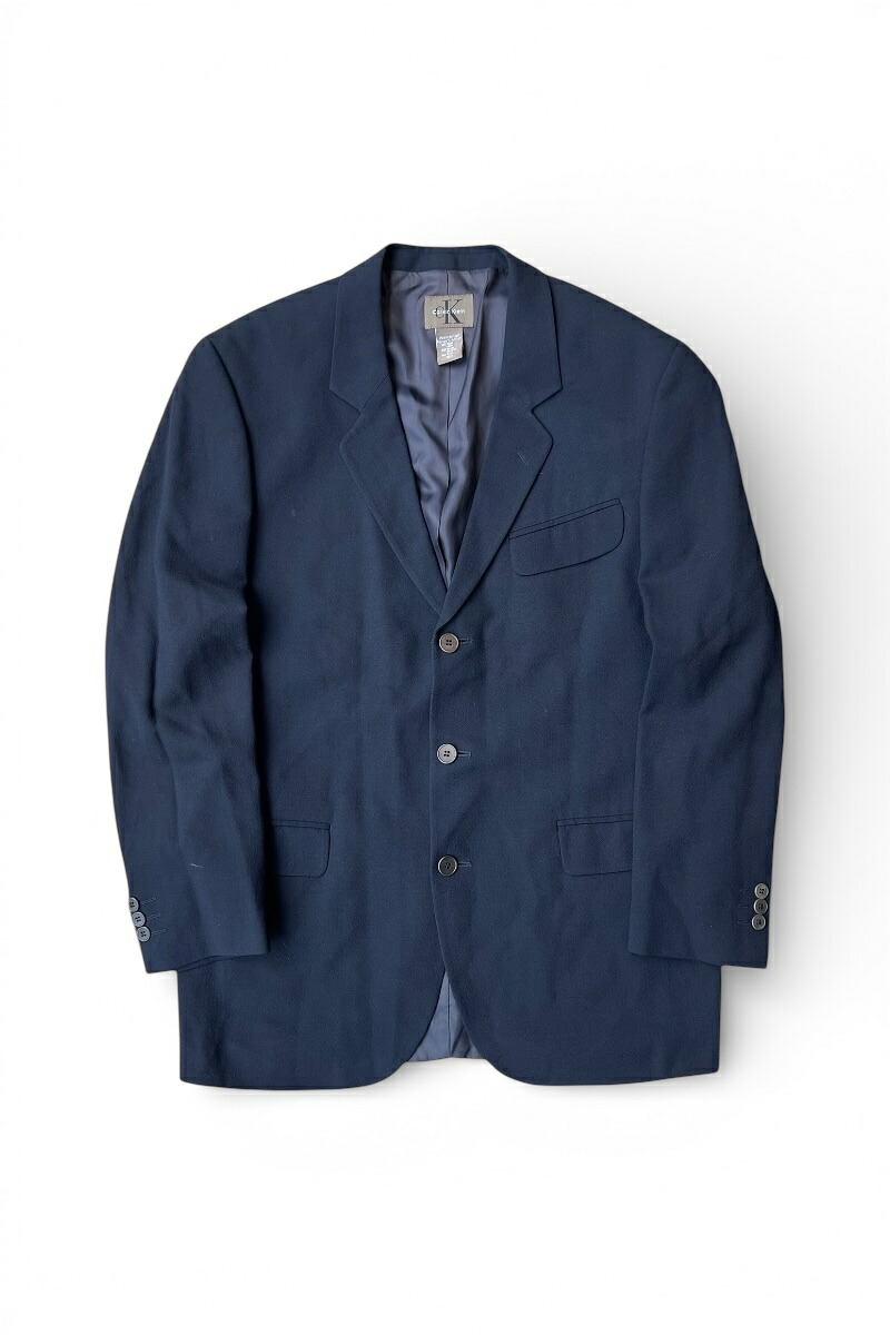 【中古】CALVIN KLEIN (カルバン クラはたご屋)  MADE IN PORTUGAL Y2K EARLY 00\u0027S TAILORED JACKET ポルトガル共和国製 00年月日すべり出し テーラード 上衣 / BLACK [SIZE: L USED]