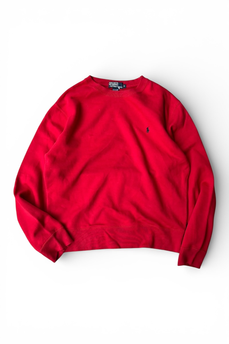 【中古】POLO BY RALPH LAUREN (ポロ バイ ラルフローレン) 90\u0027S ONE POINT SWEATSHIRT 90年月日 ワンポイント トレーナー / RED [SIZE: M USED]