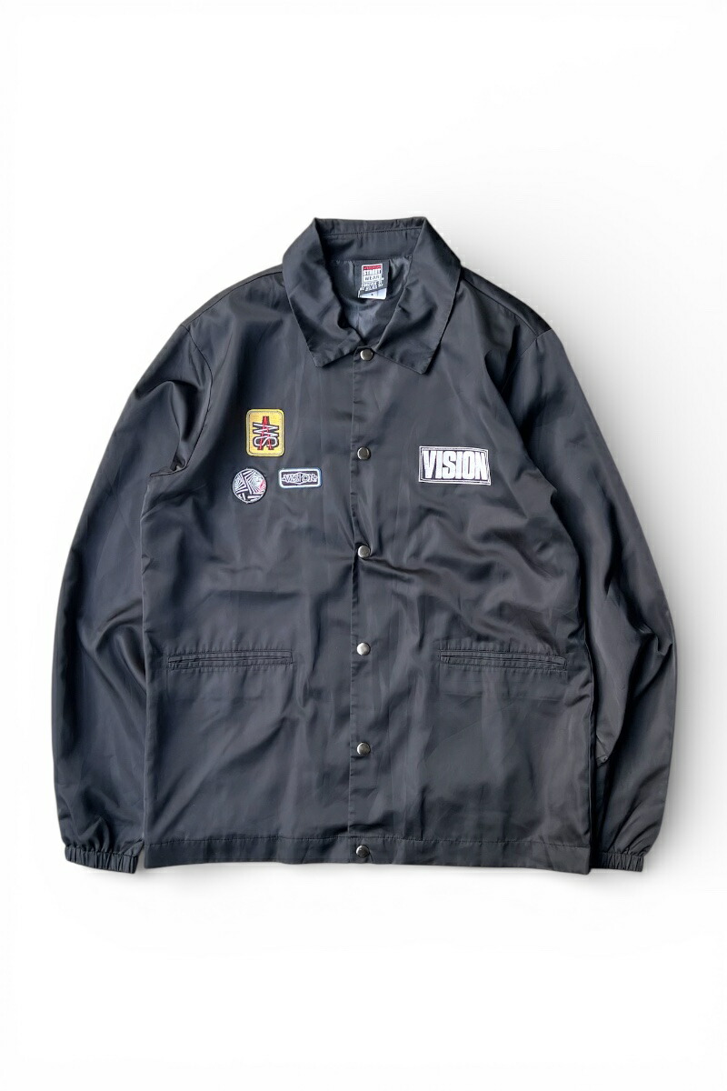 【中古】VISION STREET WEAR (ヴィジョン ストリート ウェア) BACK LOGO NYLON COACH JACKET バックロゴ ナイロン コーチ ジャケット / BLACK [SIZE: M USED]