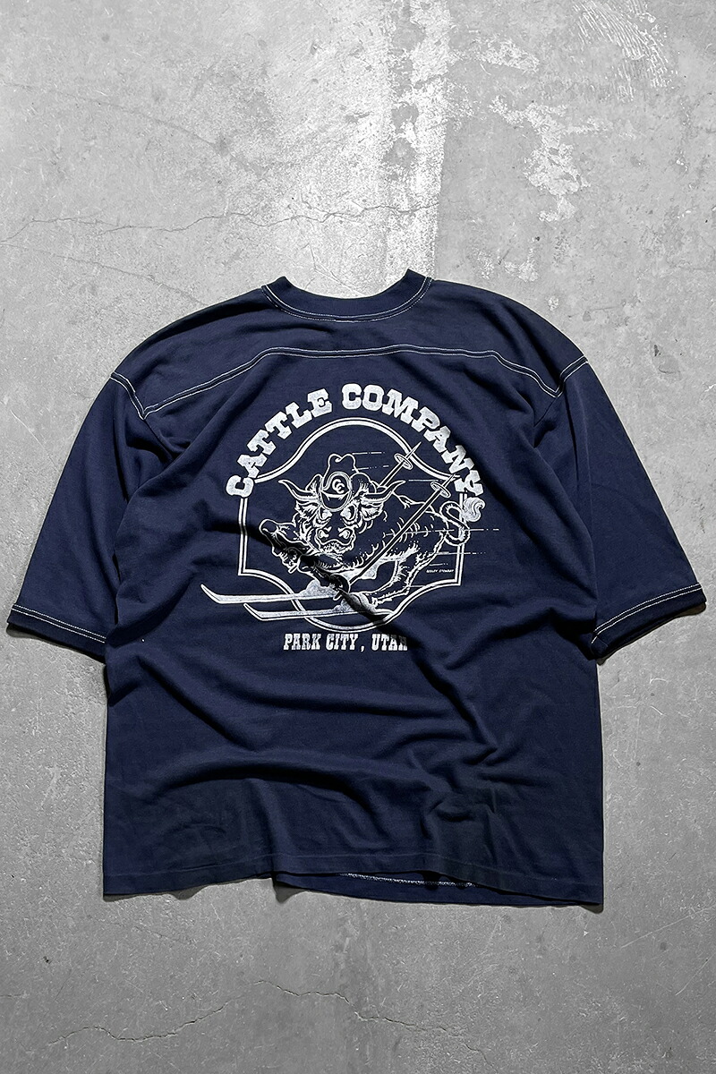 【中古】OTHER BRAND MADE IN USA 80\u0027S CATTLE COMPANY T-SHIRT 80年 キャトルカンパニー ティーシャツ / NAVY [SIZE:XLUSED] メンズファッション-トップス
