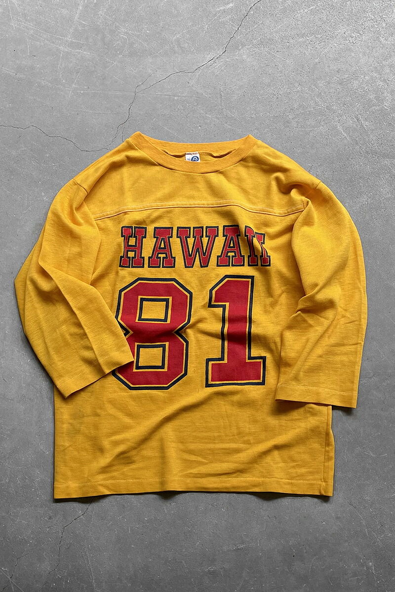 【中古】ARTEX (アルテックス) MADE IN USA 70-80\u0027S HAWAII 81 FOOTBALL T-SHIRT 亜米利加製 70-80年月日 アロハ州 81 蹴球 紅茶プルオーバー YELLOW [SIZE: M USED]