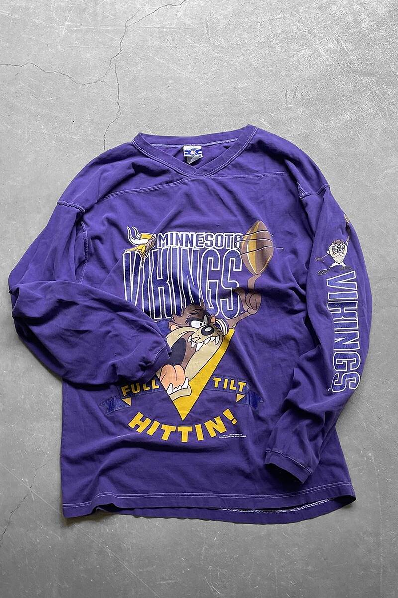 【中古】PRO SPIRIT（プロ スポーツ）94'S NFL VIKINGS WARNER BROS L/S T-SHIRT 94年製 ミネソタ バイキングス 長袖 Tシャツ / PURPLE [SIZE: XL USED]