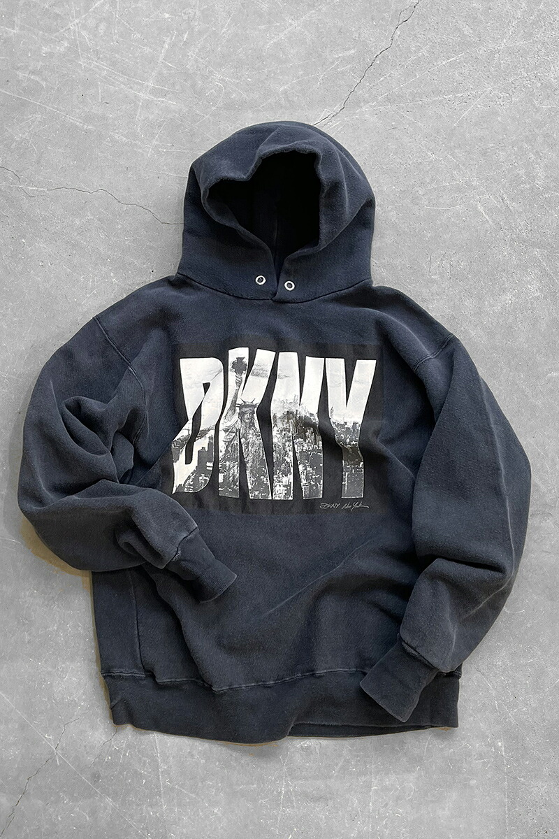 【中古】DKNY JEANS (ダナキャラン デニム) MADE IN USA 90\u0027S HOODIE SWEATSHIRT USA製 90年月日 フーディー トレーナー / BLACK [SIZE: M USED]