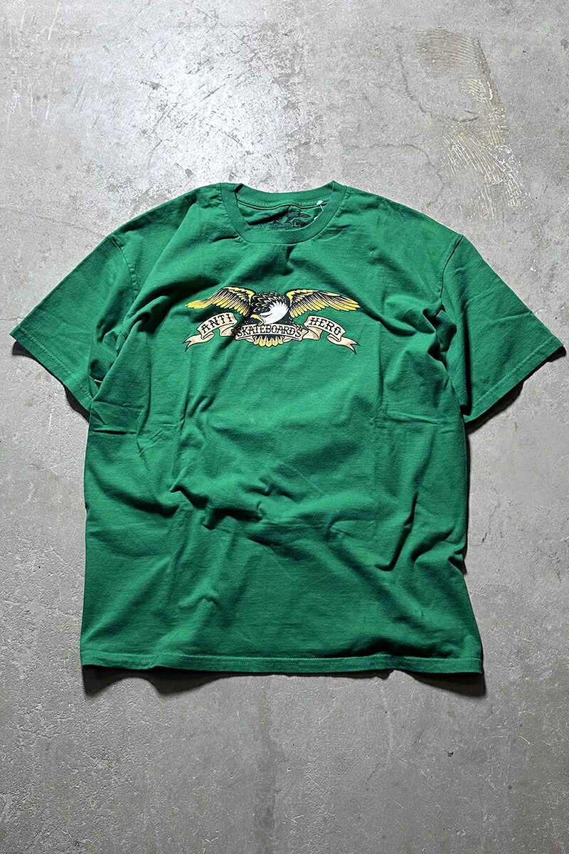 【中古】ANTI HERO (アンチ ヒーロー) EAGLE SKATEBOARDING T-SHIRT イーグル スケートボーディング Tシャツ GREEN [SIZE: L USED]