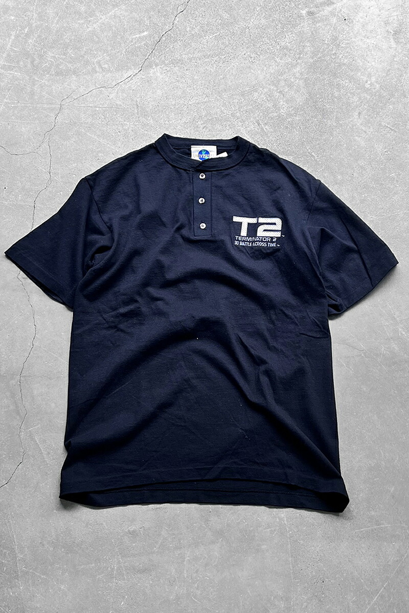 【中古】THE UNIVERSAL STUDIOS  (ユニバーサル 制作室) MADE IN USA TERMINATOR2 HENLY NECK MOVIE T-SHIRT 亜米利加製 ターミネーター 2 ヘンリー のど首 活動写真 プルオーバー / BLACK [SIZE: S USED]
