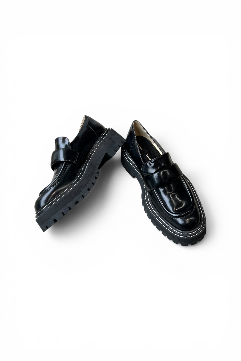 【中古】PROENZA SCHOULER (プロエンザ スクーラー) MADE IN ITALY LEATER LOAFER イタリア製 レザー ラグソール ローファー / BLACK [SIZE: US7.5 (26cm相当) USED]