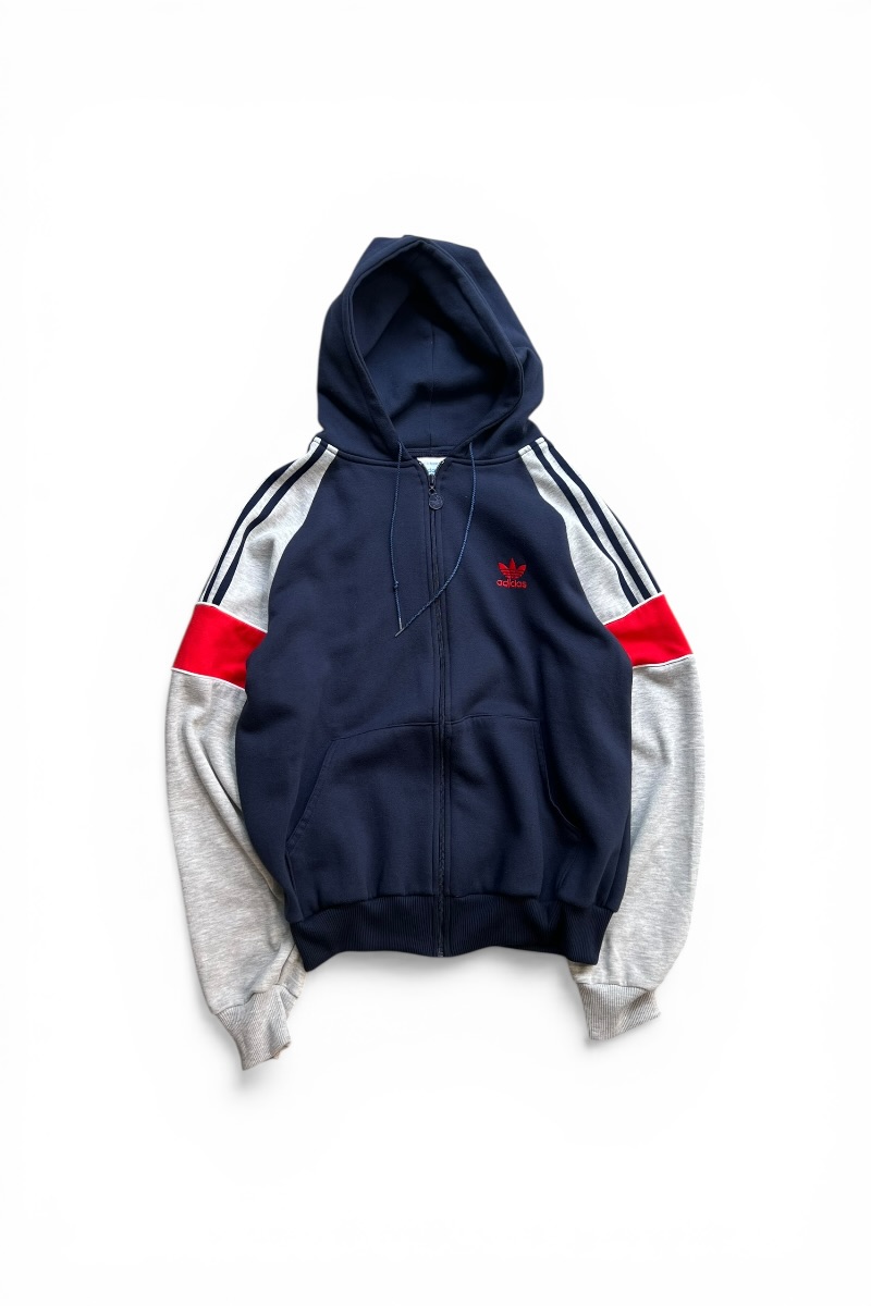 【中古】ADIDAS (アディダス) 70'S ZIP HOODIE SWEATSHIRT 70年代 ジップ フーディー スウェットシャツ / NAVY [SIZE: L USED]