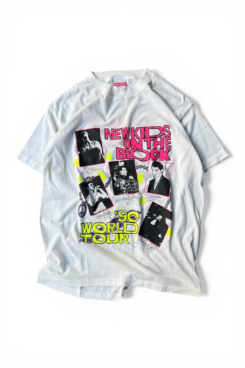 【中古】ROYAL  (ロイヤル) MADE IN USA 90\u0027S NEW KIDS ON THE BLOCK BAND T-SHIRT 亜米利加製 90年月日 ニューキッズオンザブロック 周波数帯域 ティーシャツ / WHITE [SIZE: L USED]