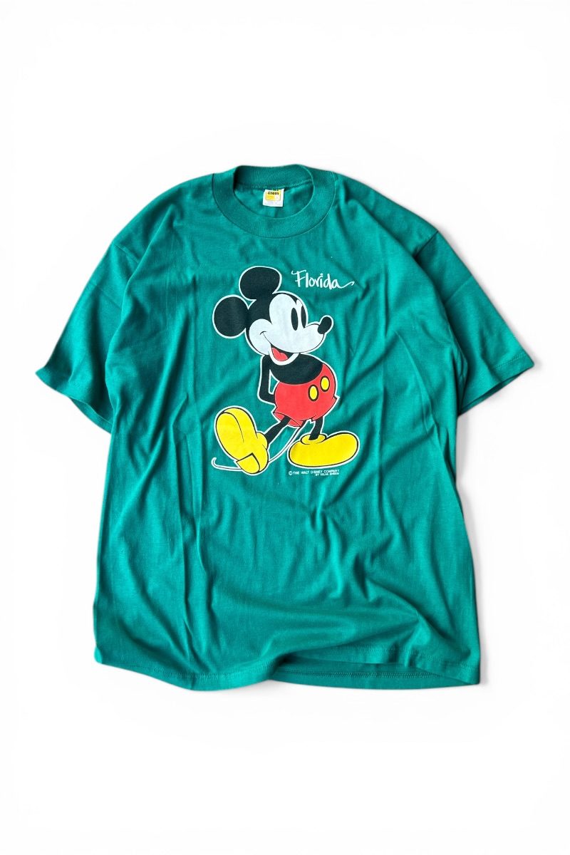 【中古】VELVA SHEEN (ヴェルバ シーン) MADE IN USA 90'S MICKEY T-SHIRT USA製 90年代 ミッキー Tシャツ / GREEN [SIZE: L USED]
