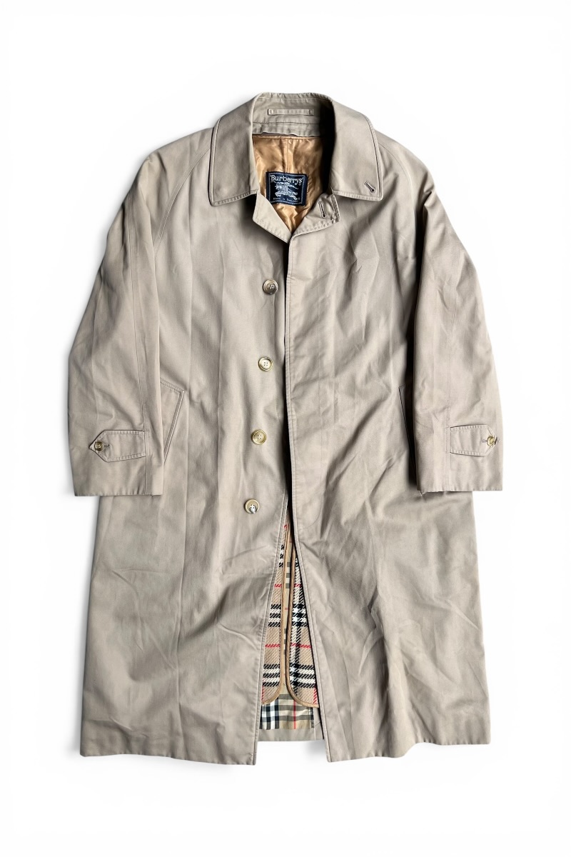 【中古】BURBERRYS PROSUM (バーバリー プルオーサム) MADE IN ENGLAND 80-90'S BALMACAAN COAT W / NOVA CHECK LINER イングランド製 80-90年代 バルマカーン コート ノヴァ チェック ライナー / BEIGE [SIZE: M USED]