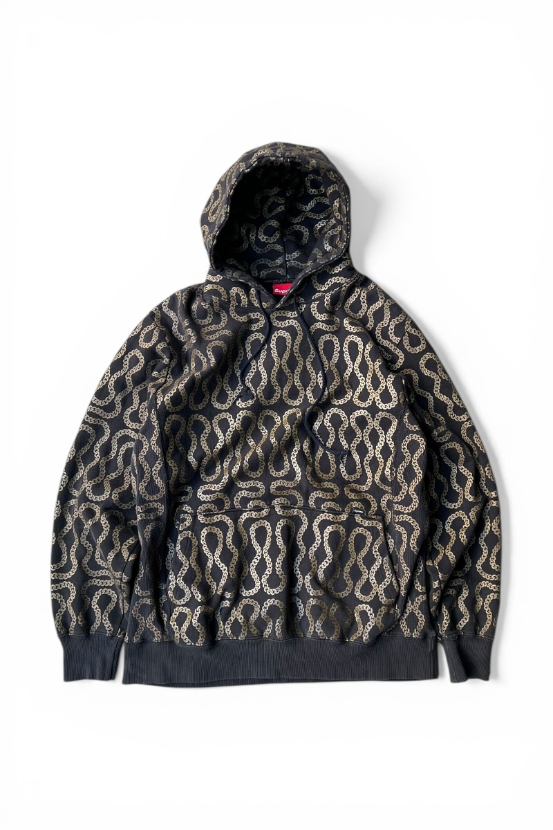 【中古】SUPREME (シュプリーム) Y2K EARLY 00\u0027S MADE IN CANADA SQUIGGLE CHAIN HOODIE SWEATSHIRT カナダ製 00年月日 クジグル チェーン店 フーディー トレーナー / BLACK [SIZE: XL USED]
