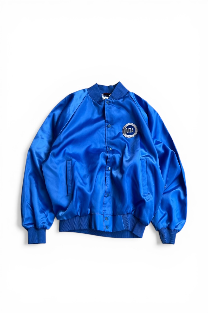 【中古】WEAR GUARD (お召しもの かばい立て) MADE IN USA 90\u0027S MTA NYLON SATIN JACKET USA製 90年月日 ナイロン 繻子 上衣 / BLUE [SIZE: XL USED]