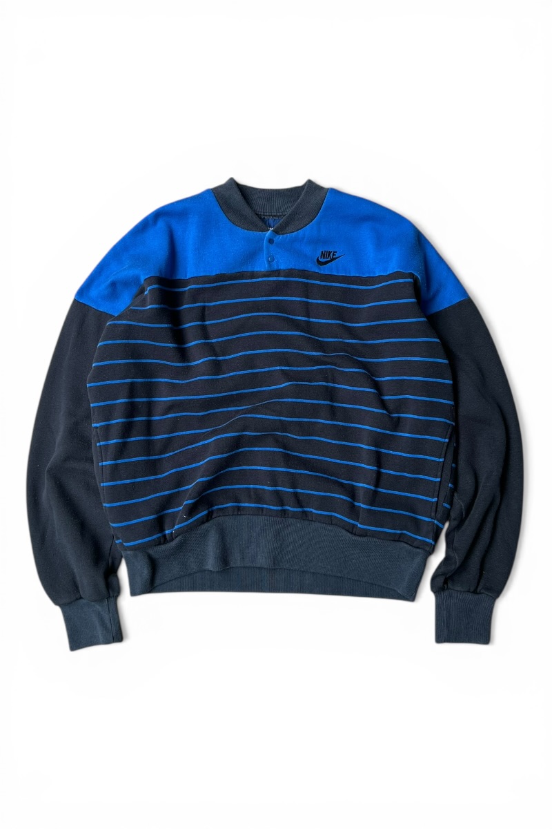 【中古】NIKE (ナイキ) MADE IN JAPAN 80'S BORDER HENRY NECK SWEATSHIRT 日本製 80年代 ボーダー ヘンリー ネック スウェットシャツ / BLACK [SIZE: L USED]｜JULIUS NYC 19,736円