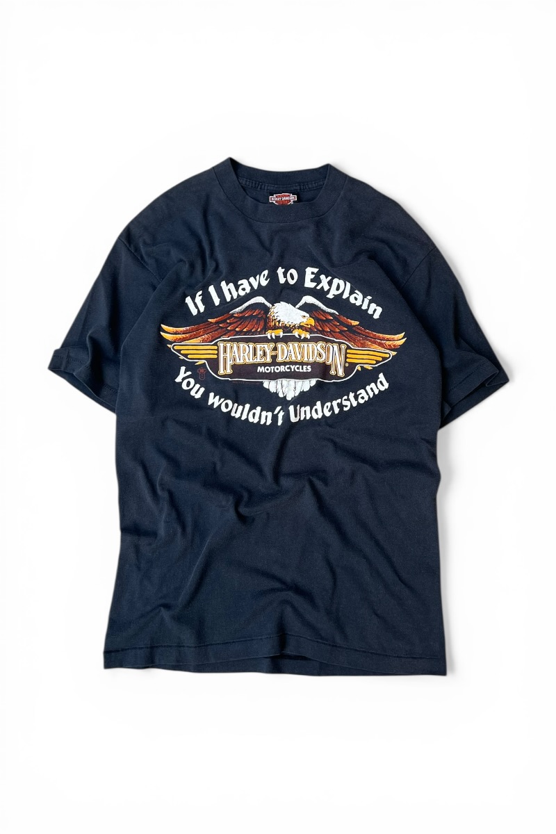 【中古】HARLEY DAVIDSON (ハーレー ダヴィッドソン) 83\'S YOU WOULDN\'T UNDERSTAND PRINT T-SHIRT 83年 プリント Tシャツ / BLACK [SIZE: L USED]