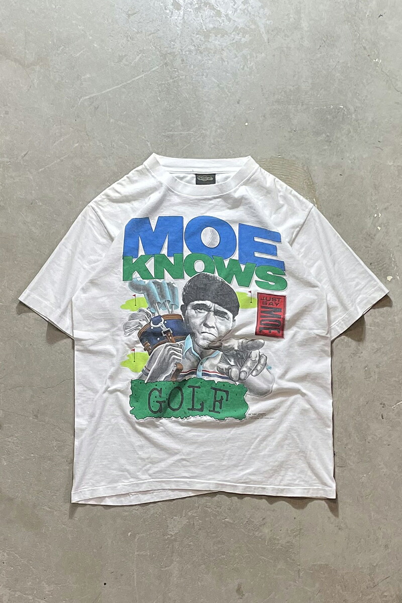【中古】CHANGES (チェンジズ) MADE IN USA 91\u0027S MOE HOWARD GOLF T-SHIRT 亜米利加製 91年 シーメンス・ハワード プルオーバー / WHITE [SIZE: L USED]