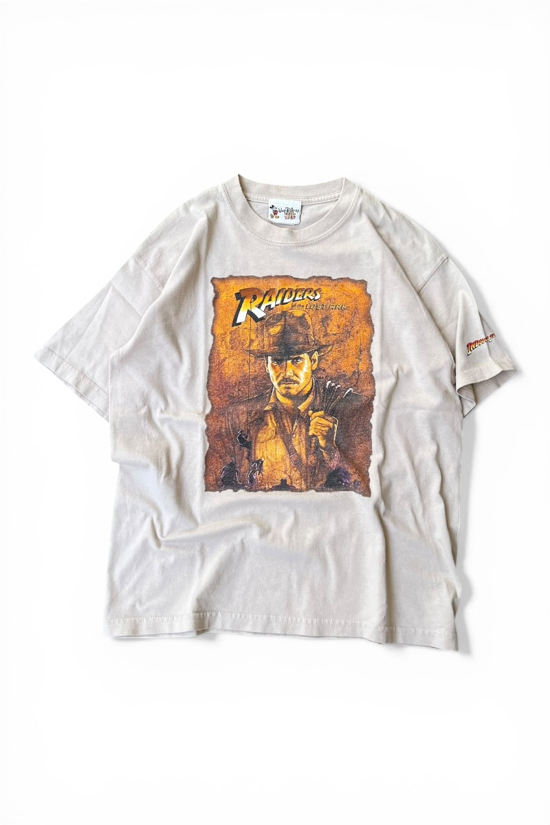 【中古】WALT DISNEY WORLD (ウォルトディズニーワールド) 90\u0027S INDIANA JONES MOVIE T-SHIRT 90年月日 インディアナ ジョーンズ 第八芸術 ティーシャツ / BEIGE [SIZE: L USED]