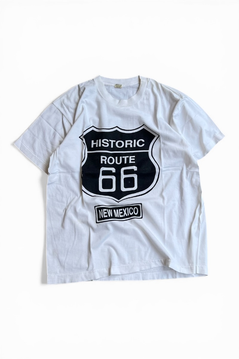 【中古】SCREEN STARS (スクリーンスターズ) MADE IN USA 80'S ROUTE 66 T-SHIRT アメリカ製 80年代 ルート 66 Tシャツ / WHITE [SIZE: L USED]｜JULIUS NYC